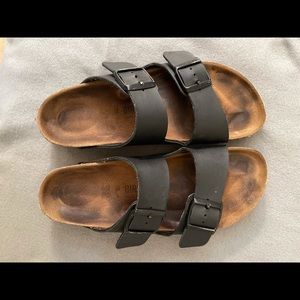 Birkenstock leather sandals.